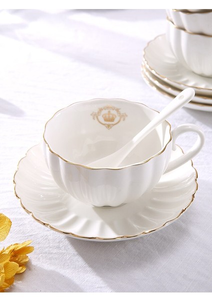 Retro Saray Seramik Kahve Fincanları Ve Dailer Phnom Penh Kabak Kabartmalı Çay Bardağı Cappuccino Latte Kahve Fincanı Espresso Cups 200Ml | Kahve Kupası Ve Tabak Setleri (Yurt Dışından)