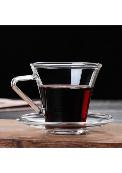 Şeffaf Cam Kahve Fincanı Daire Setleri Ev Italyan Espresso Basit Taşıma Kolu Isıya Dayanıklı Süt Suyu Cam Çay Fincanı Kupa | Şeffaf (Yurt Dışından) modelleri