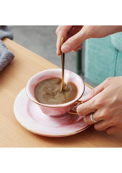 Iskandinav Kalp Şeklinde Kahve Fincanı Ve Tabağı Mermer Tasarım Çift Latte Seramik Kahve Fincanı Öğleden Sonra Çay Kupası Süt Kahve Çay Bardağı | Kahve Kupası Ve Tabak Setleri(Yurt Dışından)