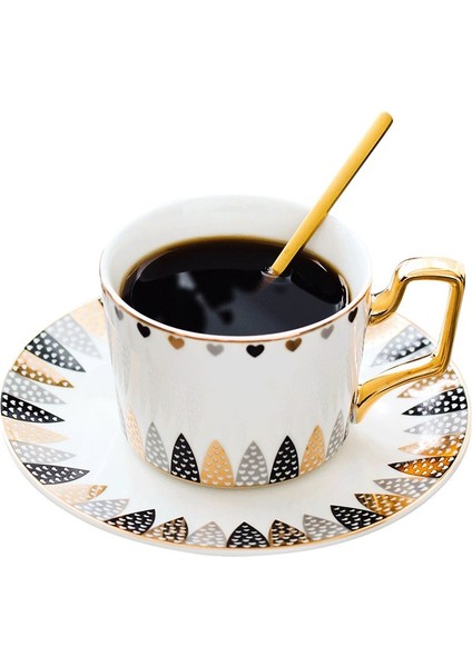 Beyaz Yeşim Porselen Kahve Fincanı Ve Tabağı Yaratıcı Çiçek Çay Kupası Phnom Penh Ceramıcticup Kaşıkla Set | Kahve Kupası Ve Tabak Setleri (Yurt Dışından)