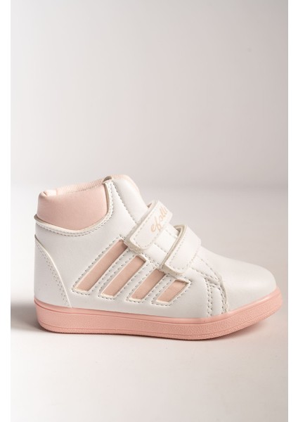 Beyaz Yanı Pudra Şeritli Cırtlı Bot