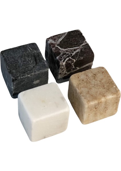Lux & Marble Ice - Mermer Soğutucu Taş / Viski Taşı Seti - 4 Adet