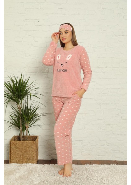 Kadın Uzun Kollu Cepli Polar Pijama Takımı 01894