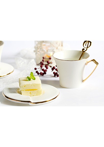 Basit Lüks Kahve Fincanı Sunçu Diner Sanat Kamp Kullanımlık Kupa Çay Süt Kupası Kaşık Hediye | Kahve Fincanı Ve;Tabak Setleri (Yurt Dışından)