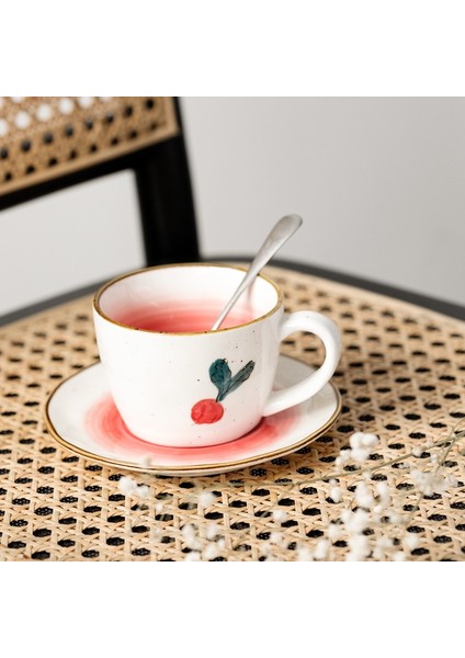 Sevimli Retro Limon Seramik Kahve Fincanı Ve Tabağı Japonca Öğleden Sonra Çay Fıstığı Gül Espresso Cups Teacup Tazas Ceramica Drinkware | Kahve Kupası Ve Tabak Setleri (Yurt Dışından)
