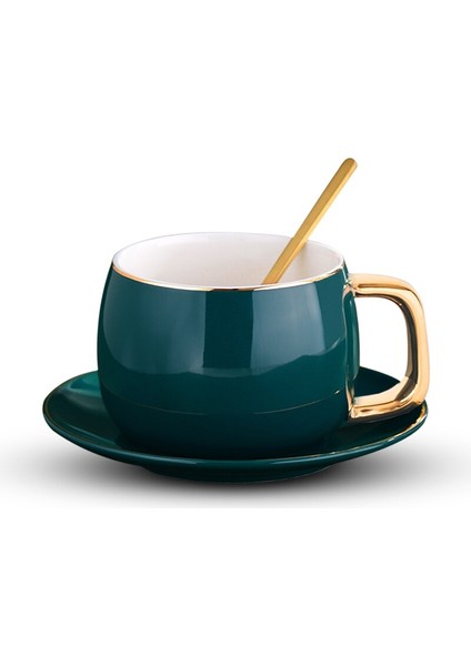 Yaratıcı Avrupa Seramik Kahve Kupalar Lüks Porselen Altın Kaplama Öğleden Sonra Çay Bardağı Daire Kaşık Setleri Vintage Kubek Drinkware | Kahve Kupası Ve Tabak Setleri (Yurt Dışından)