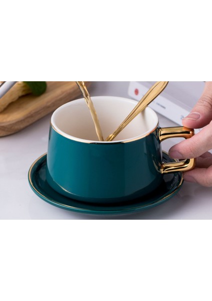 Yaratıcı Avrupa Seramik Kahve Kupalar Lüks Porselen Altın Kaplama Öğleden Sonra Çay Bardağı Daire Kaşık Setleri Vintage Kubek Drinkware | Kahve Kupası Ve Tabak Setleri (Yurt Dışından) fiyatları