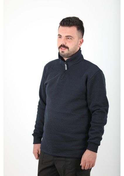 Erkek Regular Fit Balıkçı Yaka Uzun Kollu Lacivert Sweatshirt