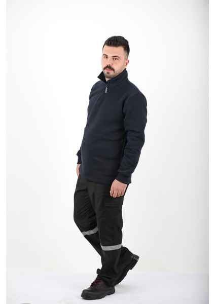 Erkek Regular Fit Balıkçı Yaka Uzun Kollu Lacivert Sweatshirt