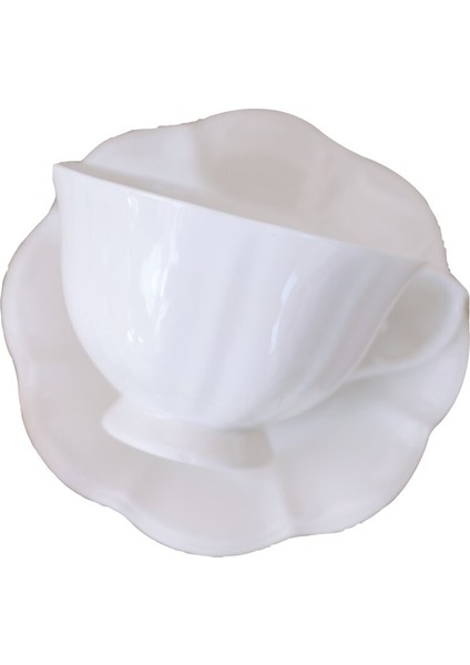 Fransız Retro Yaratıcı Rölyef Seramik Kahve Fincanı Set Beyaz Öğleden Sonra Çay Bardağı Ve Tabağı Seti Porselen Xicaras Ev Eşyaları Bd50 | Kupa Ve Tabaklar (Yurt Dışından)