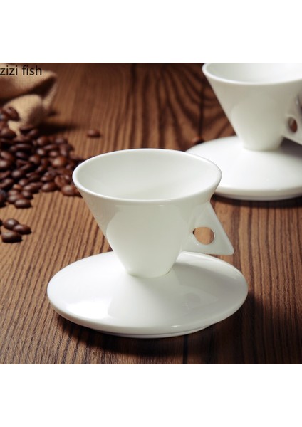 60 Ml Italyan Espresso Fincan Yemekleri Benzersiz Yaratıcı Çift Kemik Porselen Seramik Kahve Fincanı Ev Beyaz Çay Kupası Daire Seti | Kupalar (Yurt Dışından) modelleri