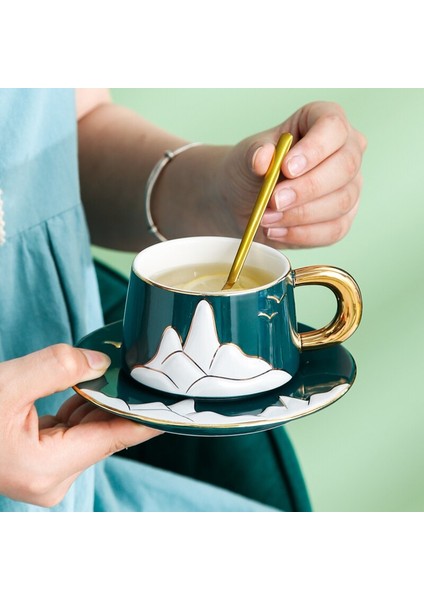 Avrupa Seramik Kahve Fincanı Ve Tabağı Porselen Mate Kullanımlık Çevre Dostu Seyahat Kupası Öğleden Sonra Çay Tazas De Cafe Drinkware 50 | Teacup Tabak Setleri (Yurt Dışından)