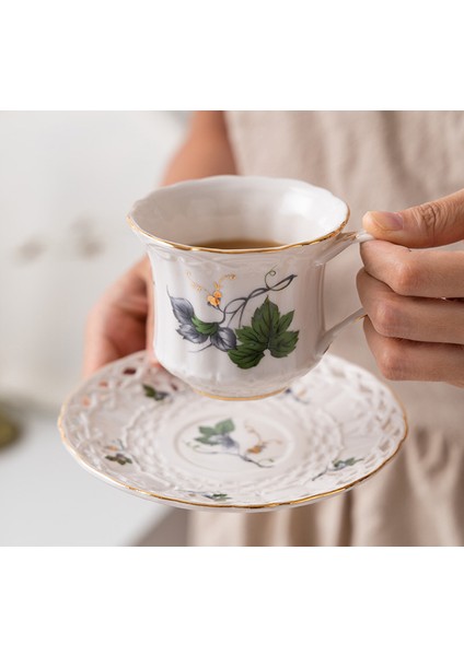 Gül Fransız Tarzı Çiçek Kahve Fincanı Set Sanat Vintage Bardaklar Güzel Çay Kupalar Kahve Hizmetleri Taza Porselen Kahve Kupaları Bd50Bd | Teacup Tabak Setleri (Yurt Dışından)