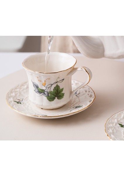 Gül Fransız Tarzı Çiçek Kahve Fincanı Set Sanat Vintage Bardaklar Güzel Çay Kupalar Kahve Hizmetleri Taza Porselen Kahve Kupaları Bd50Bd | Teacup Tabak Setleri (Yurt Dışından)