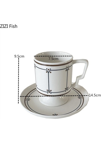 Retro Uzun Boylu Kupa Daire Seramik Kahvaltı Süt Fincan Çift Öğleden Sonra Çay Kahve Fincanı Seti Nordic Tarzı Ev Dekorasyon Drinkware | Kupalar (Yurt Dışından)