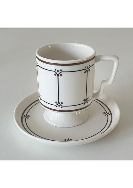 Retro Uzun Boylu Kupa Daire Seramik Kahvaltı Süt Fincan Çift Öğleden Sonra Çay Kahve Fincanı Seti Nordic Tarzı Ev Dekorasyon Drinkware | Kupalar (Yurt Dışından)