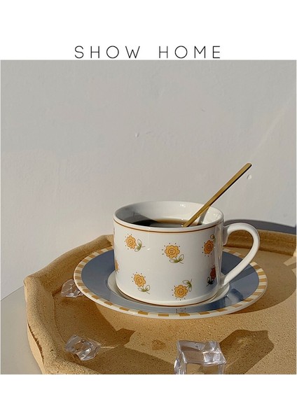 Kore Retro Seramik Çay Kahve Fincanı Fincan Fincan Seti Basit Taşınabilir Bardak Espresso Bardaklar Çevre Dostu Tazas Ev Drinkware Df50Bd | Kahve Kupası Ve Tabak Setleri (Yurt Dışından)