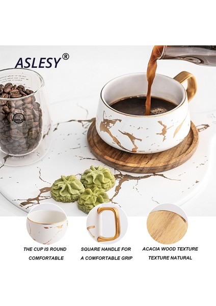 Lüks Nordic Mermer Yoğunlaştırılmış Kahve Seramik Kupası Kahve Kupalar Mat Su Cafe Çay Süt Bardak Daire Sandığı Seti Seti | Kupalar | Kupalar (Yurt Dışından)