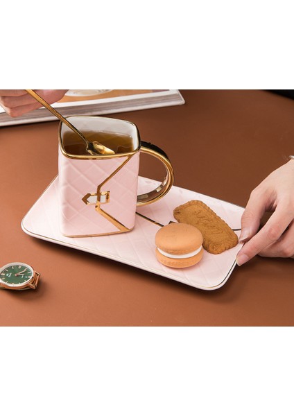 Folyo Kahve Fincanı Ve Saucer Set Yaratıcı Çanta Plaka Iş Hediye Kupa Modelleme Snack Seramik Tepsili Sıcak Satış Altın Porselen | Kupalar (Yurt Dışından) fiyatları