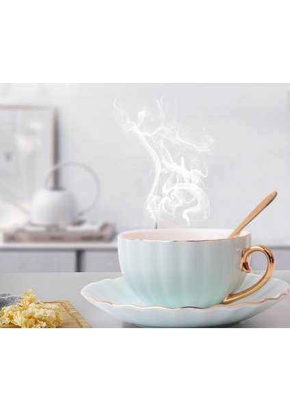 Pembe Sevimli Yaratıcı Porselen Kupası Ve Tabağı Seramik Basit Çay Setleri Modern Tasarım Kahve Kupaları Tazas Para Kafe | Kupalar Ve Tabaklar (Yurt Dışından)