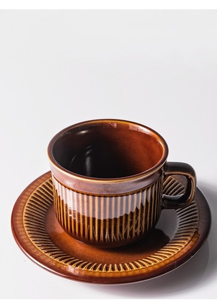 Stoneware Renk Sır Kahve Fincanı Avrupa Tarzı Küçük Lüks Retro Çay Bardakları Set Zarif Öğleden Sonra Çay Vintage Espresso Kupası | Kahve Kupası Ve Tabak Setleri (Yurt Dışından)