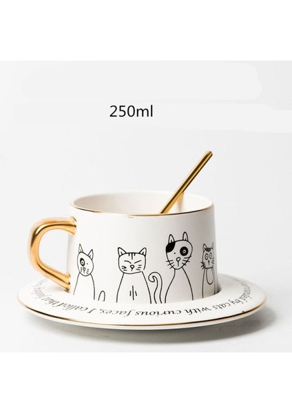 Seramik Nordic Tarzı Basit Siyah Ve Beyaz Kedi Kahve Fincanı Ve Tabağı Set Çiçek Çay Siyah Çay Garland Kupası Yaratıcı Karikatür Kupası | Kupalar (Yurt Dışından) fiyatları