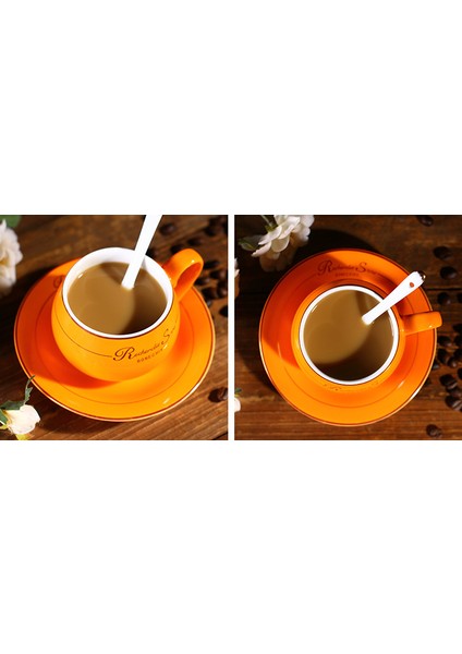 Sevimli Moda Butik Kahve Batı Tarzı Seramik Kemik Çini 1 Kaşık Setleri İle 160 Ml | Teacups (Yurt Dışından)