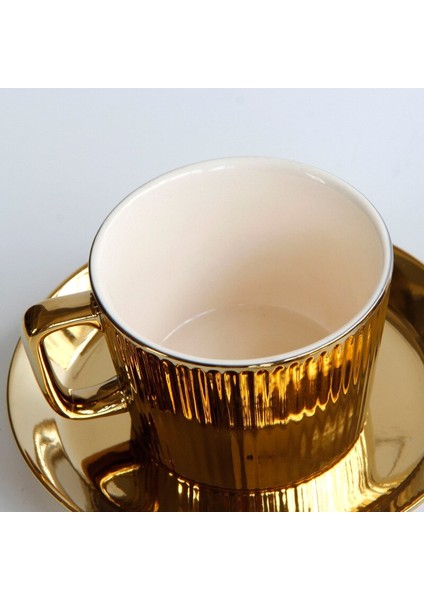 2 Takım 250 Ml Altın Kaplama Seramik Çay Kahve Fincanı Daire Seti Avrupa Tarzı Beyaz | Teacup Tabak Setleri (Yurt Dışından) fiyatları