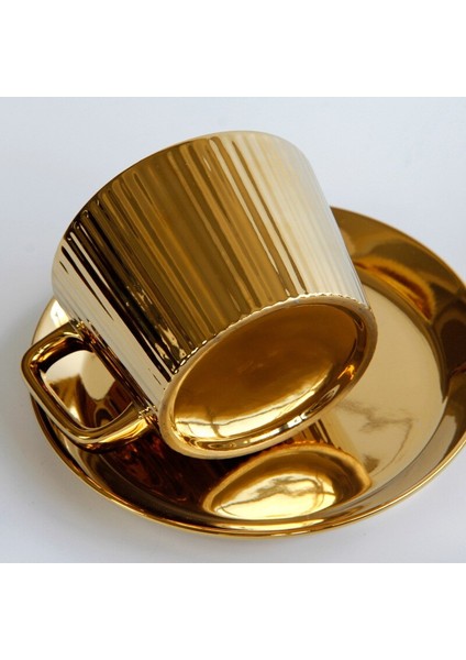 2 Takım 250 Ml Altın Kaplama Seramik Çay Kahve Fincanı Daire Seti Avrupa Tarzı Beyaz | Teacup Tabak Setleri (Yurt Dışından) modelleri