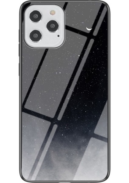 Apple Iphone 12 6.1 Inç Uyumlu Gökyüzü Desenli Temperli Cam Pc Tpu Korumalı Telefon Kılıfı - Çok Renkli (Yurt Dışından)