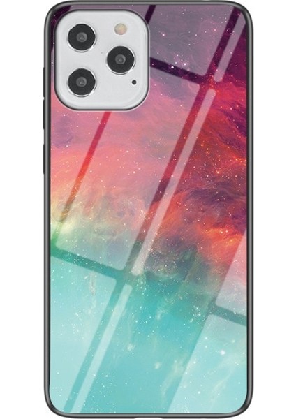 Apple Iphone 12 6.1 Inç Uyumlu Gökyüzü Desenli Temperli Cam Pc Tpu Korumalı Telefon Kılıfı - Çok Renkli (Yurt Dışından)