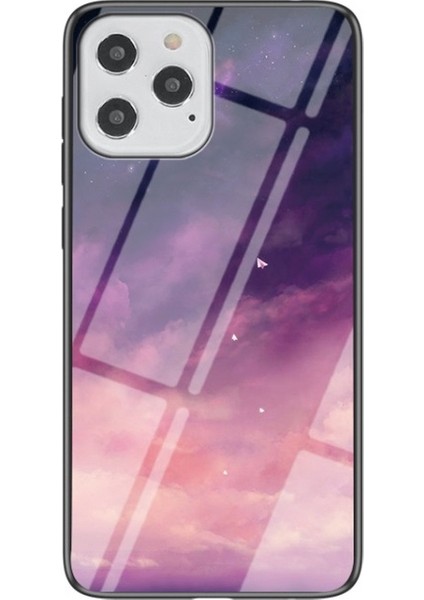 Apple Iphone 12 6.1 Inç Uyumlu Gökyüzü Desenli Temperli Cam Pc Tpu Korumalı Telefon Kılıfı - Çok Renkli (Yurt Dışından)