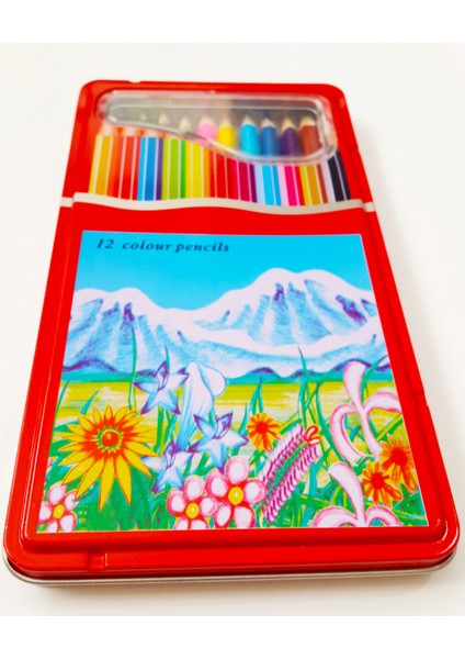 Kuru Boya Kalemi 12 Renk Ergonomik Metal Kutuda Non-Toxic 12 Parça