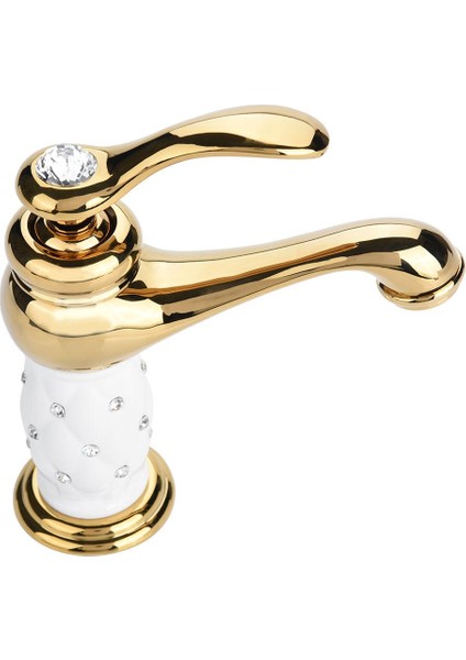 Yapay Elmas Süslü Lavabo Musluğu - Beyaz (Yurt Dışından)