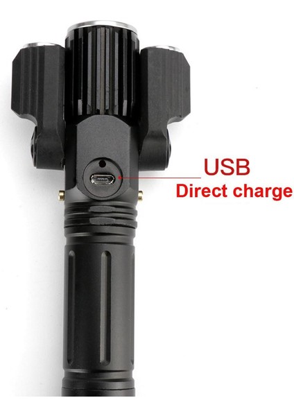 Yeni Çok Işlevli Parlama LED Üç Başlı El Feneri Dış Mekan Sürüşü Doğrudan Şarj (Yurt Dışından) fırsatları