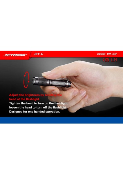 Jetbeam Jet-U(Jet-Μ) Xp-G2 135LM Mini Taşınabilir Su Geçirmez LED El Feneri (Yurt Dışından)