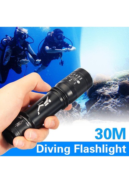 Su Geçirmez 1000LM 30M Zumlanabilir Sualtı Dalış LED El Feneri Lamba Torch 18650 (Yurt Dışından)