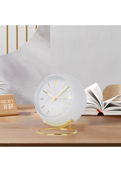 Kuvars Çalar Saat 15DB Sessiz Başucu Saat Sayısal Yok Ev Dekor Beyaz