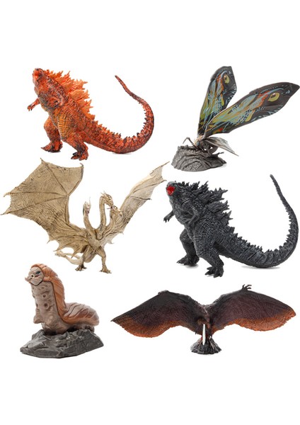 6pcs Yanan Godzilla Gojira Kral Ghidorah Mothra Rodan Action Figure Oyuncaklar (Yurt Dışından)