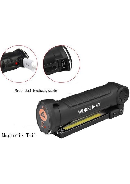 Xanes 360° Döndürme USB Şarj Edilebilir Cob+Led Acil Durum Çalışma Işığı Manyetik Torç (Yurt Dışından) fırsatları