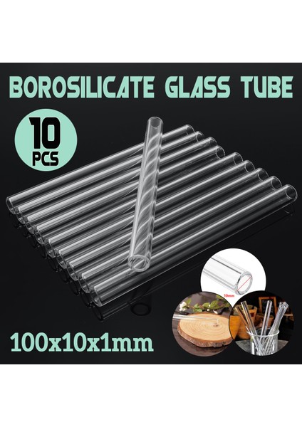 10 Adet Uzunluk 100 X10X1MM Kalın Duvar Borosilikat Cam Üfleme Tüpü Boru Seti