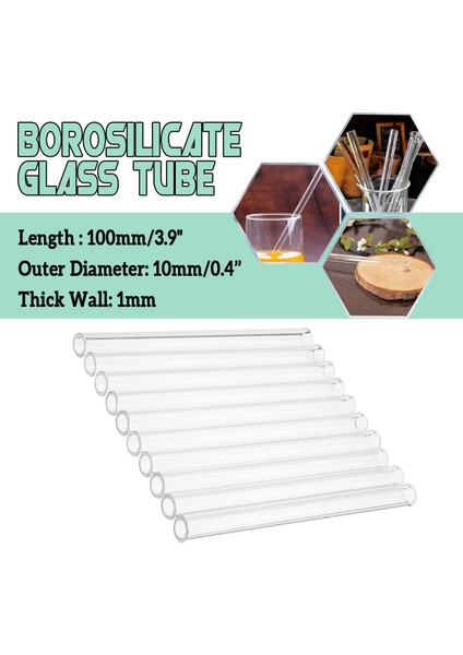 10 Adet Uzunluk 100 X10X1MM Kalın Duvar Borosilikat Cam Üfleme Tüpü Boru Seti