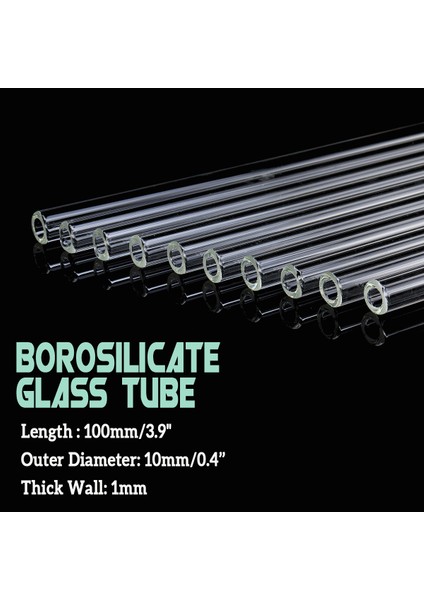 10 Adet Uzunluk 100 X10X1MM Kalın Duvar Borosilikat Cam Üfleme Tüpü Boru Seti