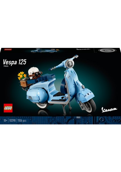 LEGO® Icons Vespa 125 10298 - Yetişkinler için Klasik bir İtalyan Simgesinin Detaylı ve Sergilenebilir Model Yapım Seti (1106 Parça)