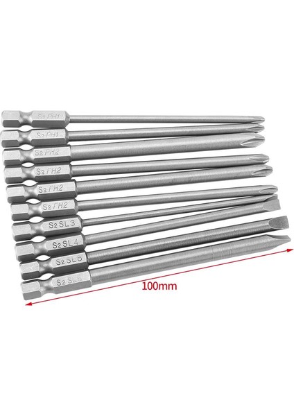 10 Adet S2 Çelik Çapraz Kafa Ph1 Ph2 Yuvası Tornavida Uçları Seti 1/4 Inç Altıgen Şaft 100MM