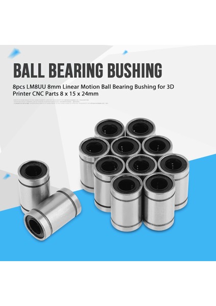 Gravür Makinesi Için 12PC LM8UU 8mm Lineer Hareket Rulmanları Bilyalı Rulman