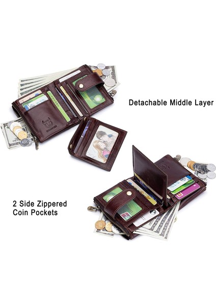 Erkekler Için Cüzdan Büyük Kapasiteli Kimlik Penceresi Kart Kılıfı, Zip Para Cebi ile (Yurt Dışından) modelleri