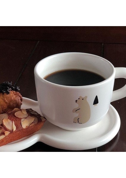 Seramik Sevimli Beyaz Kahve Fincanı Ve Tabağı Seti Çay Bardağı Kahvaltı Espresso Bardaklar Kahve Fincanı Çevre Dostu Çay Bardağı Seti | Kahve Fincanı Ve Tabak Setleri (Yurt Dışından)