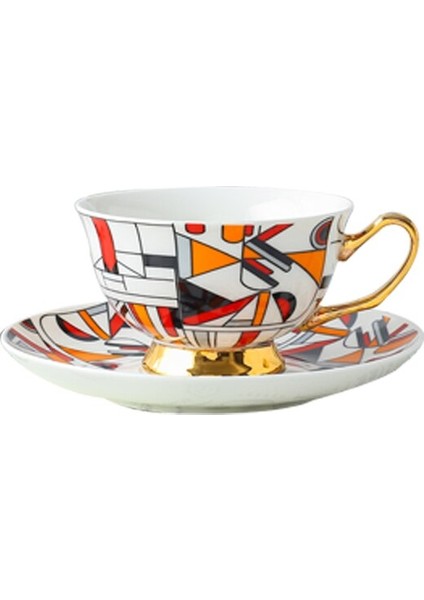 Kahve Fincanı Ve Tabağı Ingiliz Öğleden Sonra Çay Bardağı Çanak Seti Mozaik Geometrik Desen Moda Espresso Latte Bardak | Kahve Fincanı Ve Tabak Setleri (Yurt Dışından)