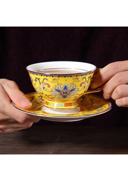 Emaye Renk Tarzı Kemik Çini Kahve Fincanı Ve Tabağı Ingiliz Öğleden Sonra Çay Çiçek Çay Fincanı Seti Seramik Kahve Kupa Teaware | Kahve Fincanı Ve Tabak Setleri (Yurt Dışından)